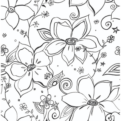 NextWall Linework Floral - Black