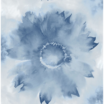 NextWall Watercolor Sunflower - Navy Blue