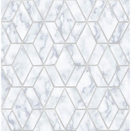 NextWall Marble Tile - Gray & Metallic Silver