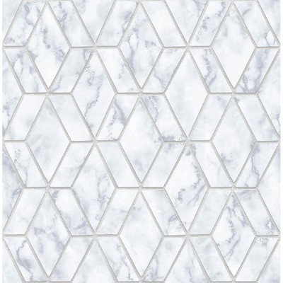 NextWall Marble Tile - Gray & Metallic Silver