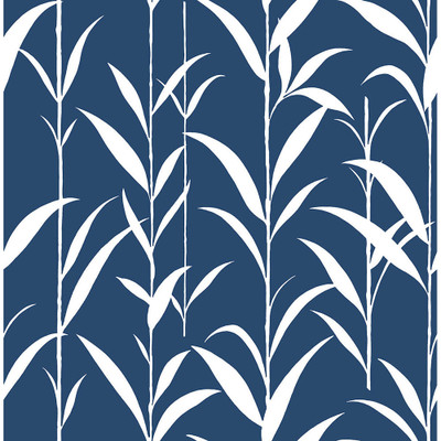 NextWall Bamboo Leaves - Navy Blue