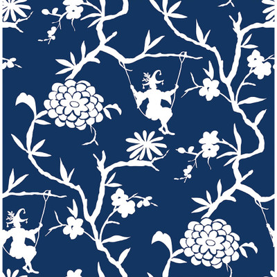 NextWall Chinoiserie Silhouette - Navy Blue