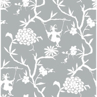 NextWall Chinoiserie Silhouette - Metallic Silver