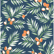NextWall Citrus Branch - Navy, Sage, & Orange