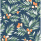 NextWall Citrus Branch - Navy, Sage, & Orange