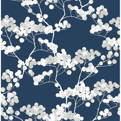 NextWall Cyprus Blossom - Navy Blue & Gray