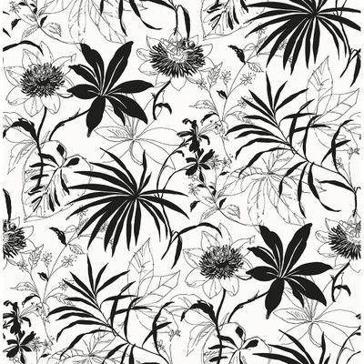 NextWall Tropical Garden - Black & White