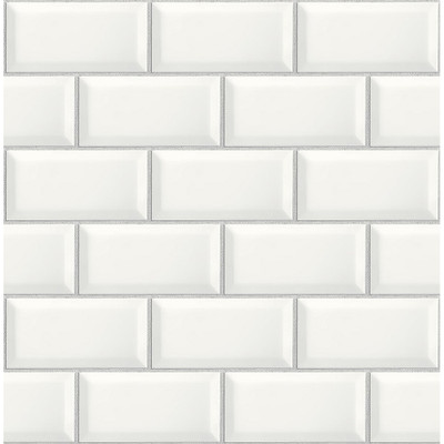 NextWall Large Subway Tile - Alabaster & Grey