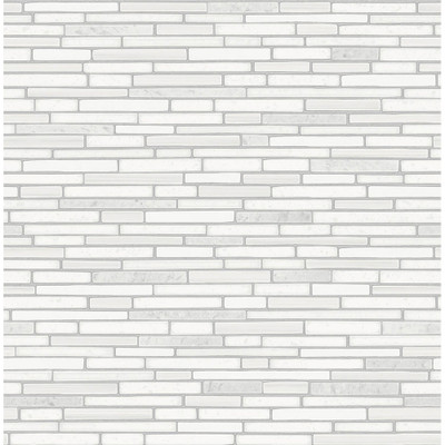 NextWall Faux Mosaic Strip Tile - Metallic Pearl & Gray