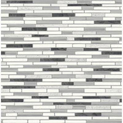 NextWall Faux Mosaic Strip Tile - Wrought Iron & Gray