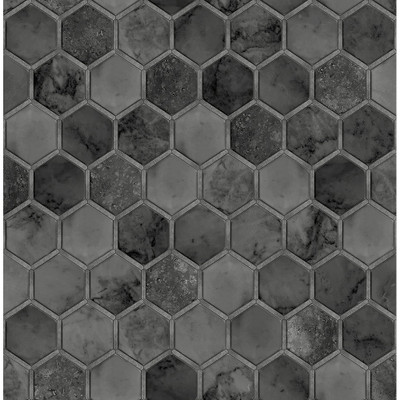 NextWall Inlay Hexagon - Cosmic Black & Metallic Silver