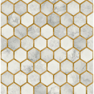 NextWall Inlay Hexagon - Alaska Grey & Metallic Gold
