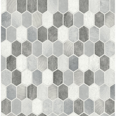 NextWall Brushed Hex Tile - Icy Grey & Nickel