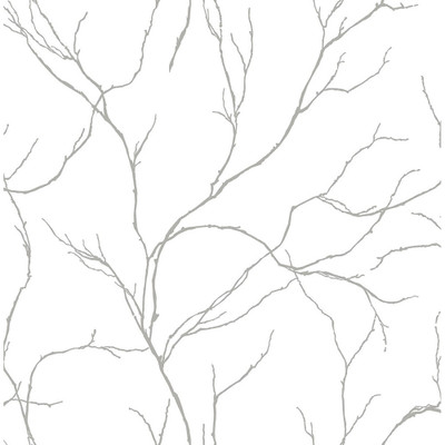 NextWall Delicate Branches - Metallic Silver