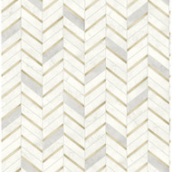 NextWall Chevron Marble Tile - Metallic Gold & Pearl Gray