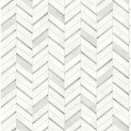 NextWall Chevron Marble Tile - Metallic Silver & Pearl Gray
