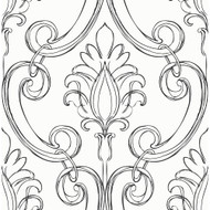 NextWall Sketched Damask - Ebony