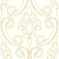 NextWall Sketched Damask - Metallic Gold