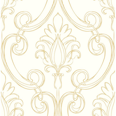 NextWall Sketched Damask - Metallic Gold
