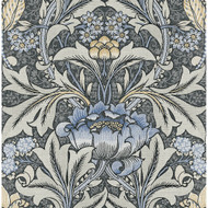 NextWall Acanthus Floral - Charcoal & Carolina Blue