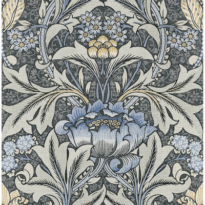 NextWall Acanthus Floral - Charcoal & Carolina Blue