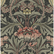 NextWall Acanthus Floral - Charcoal & Rosewood