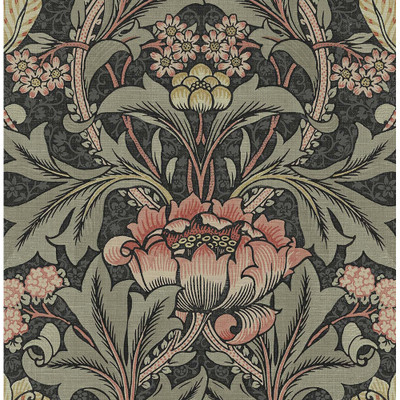 NextWall Acanthus Floral - Charcoal & Rosewood