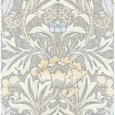 NextWall Acanthus Floral - Daydream Grey & Pearl Blue