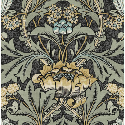 NextWall Acanthus Floral - Charocal & Goldenrod