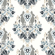 NextWall Spring Damask - Bluestone & Grey