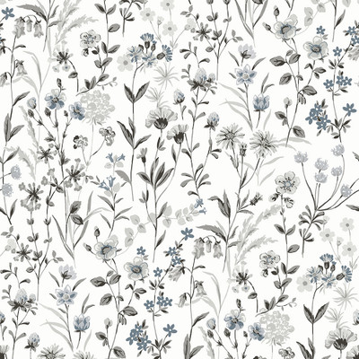 NextWall Wildflowers - Charcoal & Bluestone