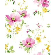 NextWall Watercolor Windflower - Cerise Pink & Marigold