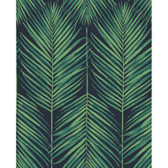 NextWall Tropic Palm - Midnight Blue & Sea Green