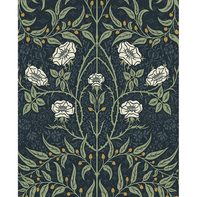 NextWall Stenciled Floral - Navy & Sage