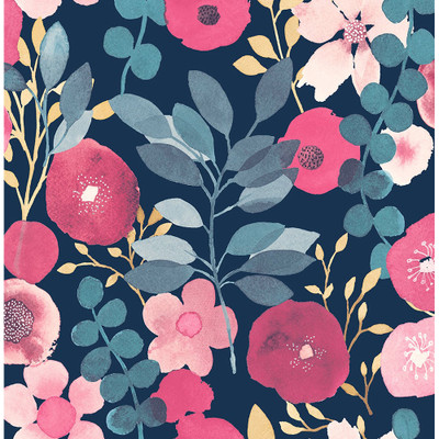 NextWall Garden Dance - Navy & Magenta