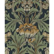 NextWall Primrose Floral - Midnight Blue & Goldenrod