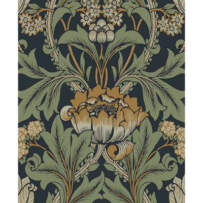 NextWall Primrose Floral - Midnight Blue & Goldenrod