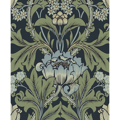 NextWall Primrose Floral - Midnight Blue & Sage