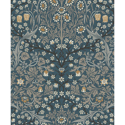 NextWall Victorian Garden - Aegean Blue & Warm Stone