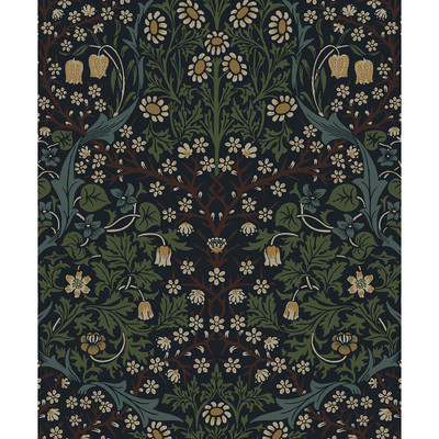 NextWall Victorian Garden - Midnight Blue & Evergreen