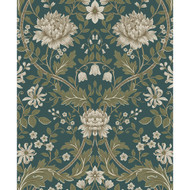 NextWall Honeysuckle Trail - Teal & Moss Green