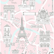 NextWall Paris Scene - Pale Pink