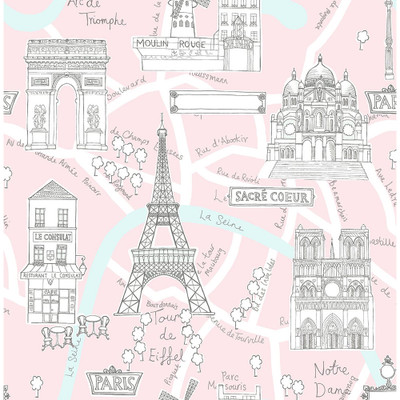 NextWall Paris Scene - Pale Pink