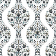 NextWall Floral Ogee - Steel & Rustic Taupe