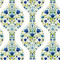 NextWall Floral Ogee - Cobalt & Spring Green