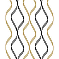 NextWall Ogee Ribbon - Metallic Gold & Ebony