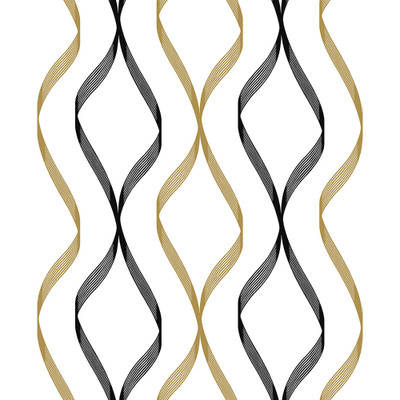 NextWall Ogee Ribbon - Metallic Gold & Ebony