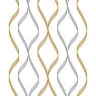 NextWall Ogee Ribbon - Silver & Gold