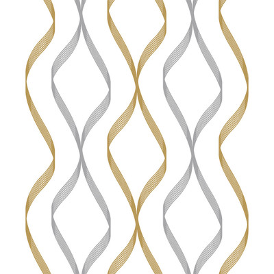 NextWall Ogee Ribbon - Silver & Gold