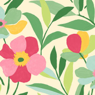 NextWall Garden Block Floral - Pink & Kelly Green